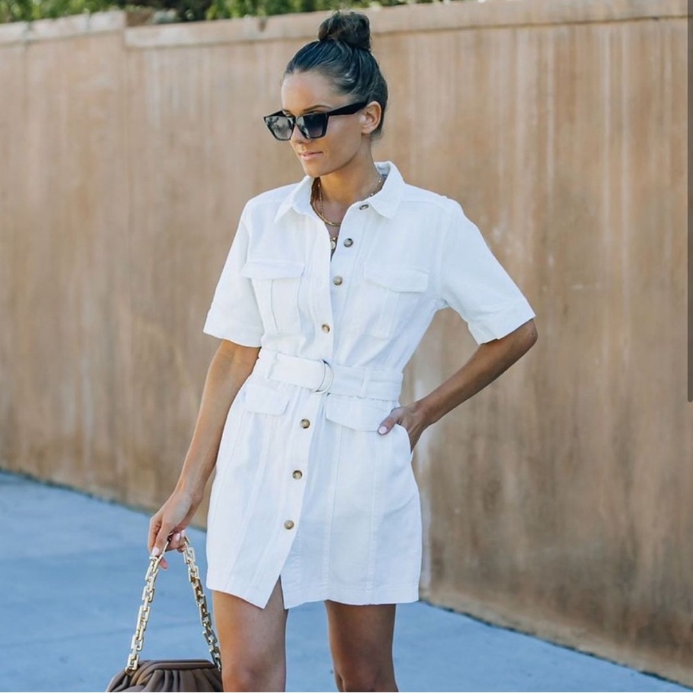 VICI pulse cotton pocketed denim utility dress